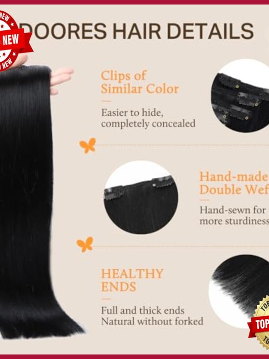 Clip-In Human Hair Extensions 20 Inch 150g Thick Straight  display picture 2